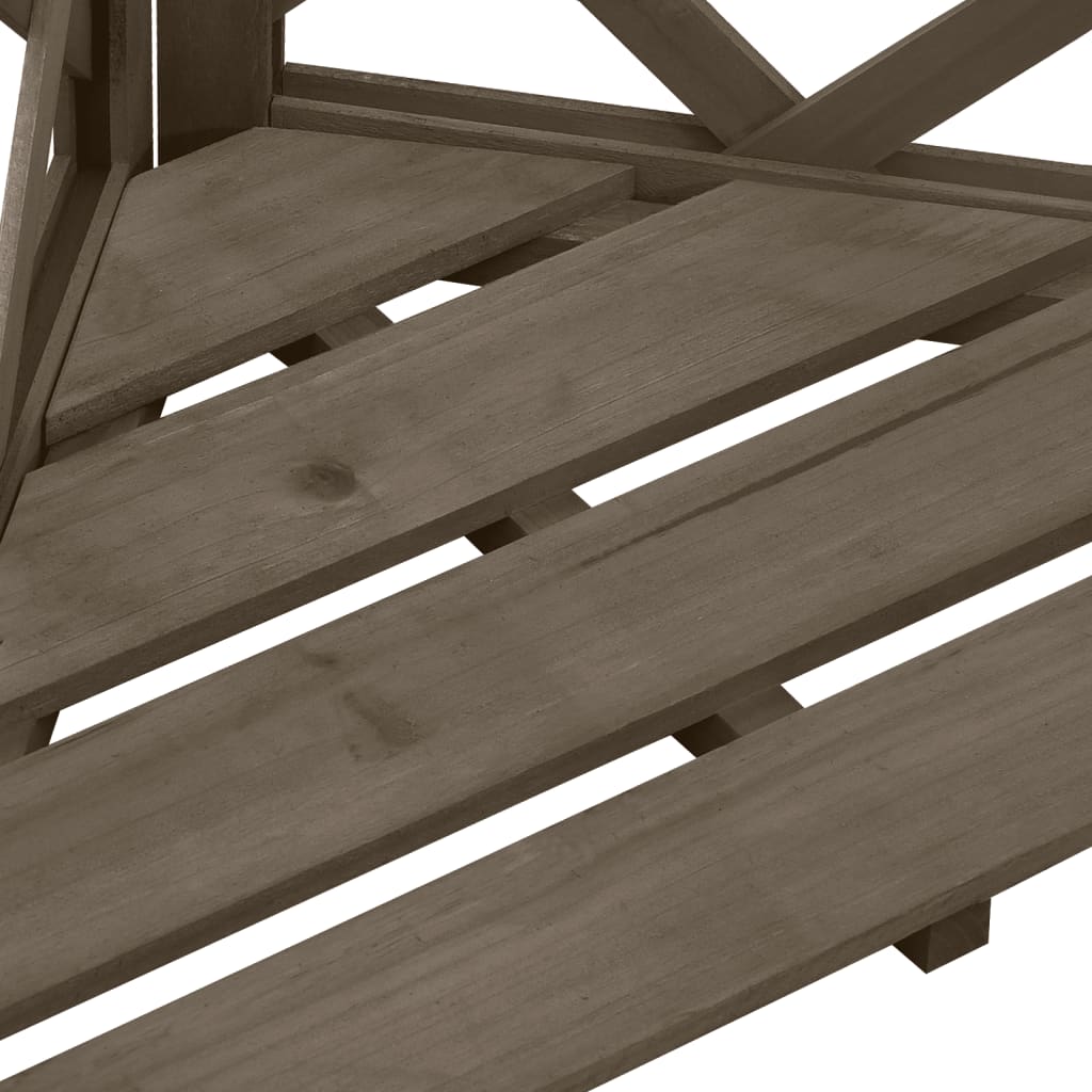Treillis d'angle Gris 50x50x145 cm Bois de sapin massif