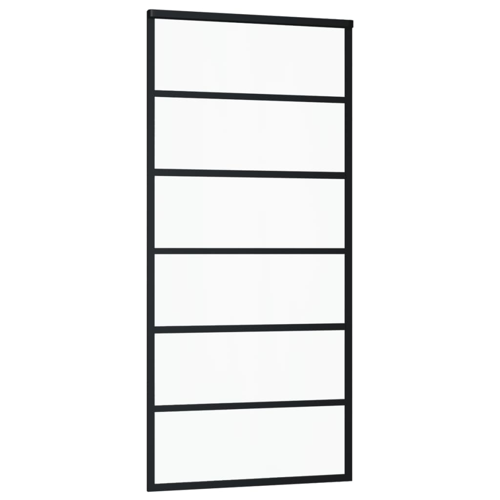 Porte coulissante Verre ESG et aluminium 90x205 cm Noir