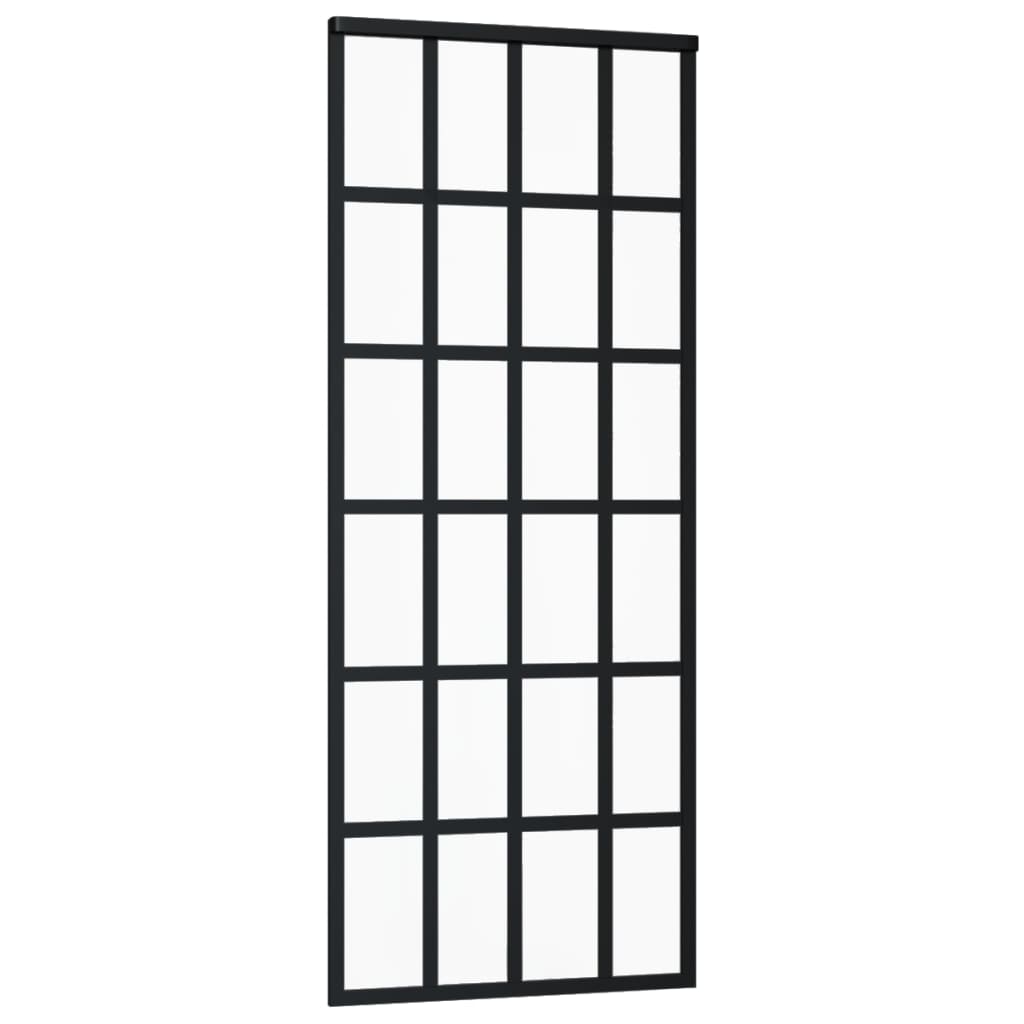 Porte coulissante Verre ESG et aluminium 76x205 cm Noir
