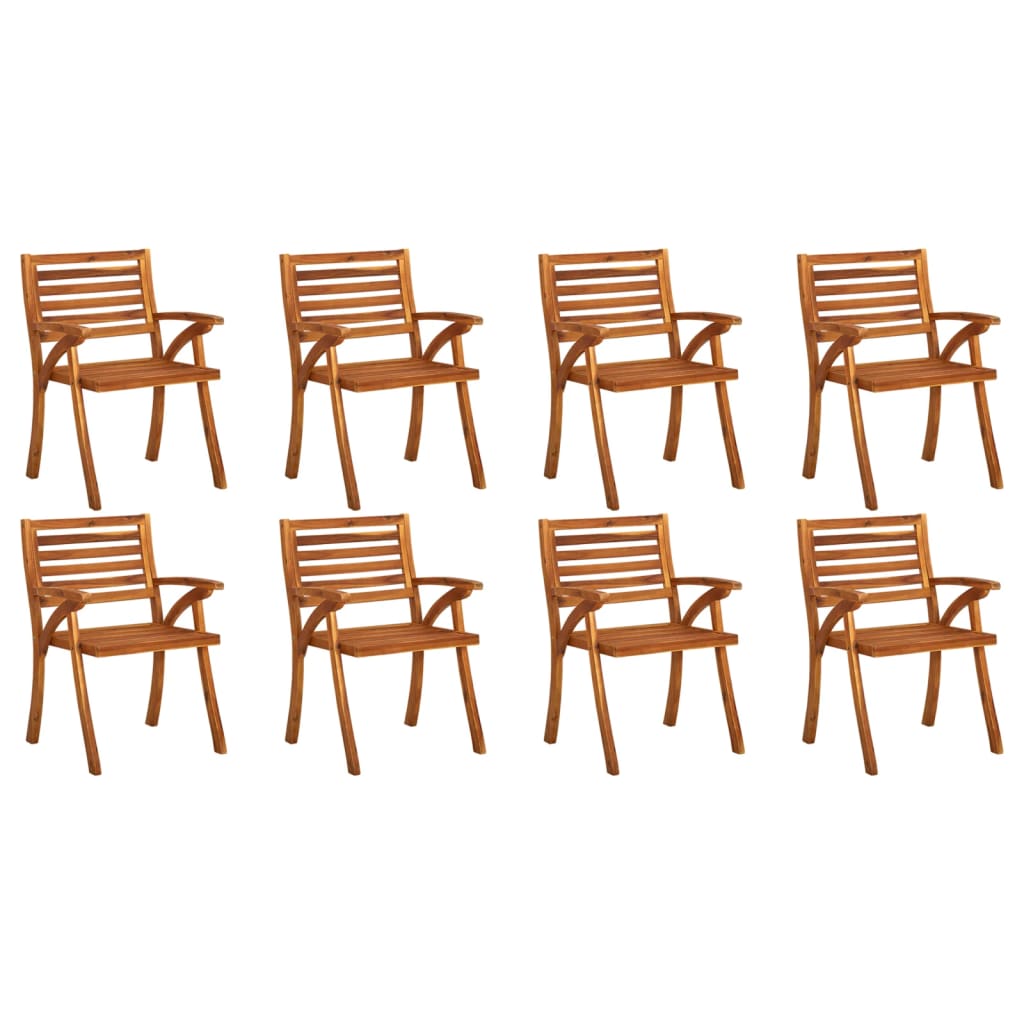 Chaises de jardin avec coussins 8 pcs Bois d'acacia solide