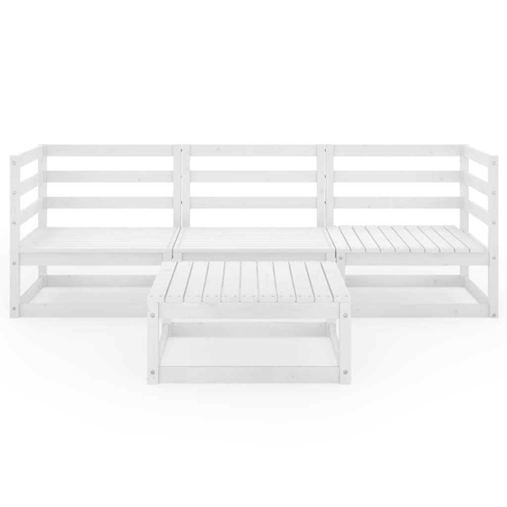 Salon de jardin 4 pcs Blanc Bois de pin massif