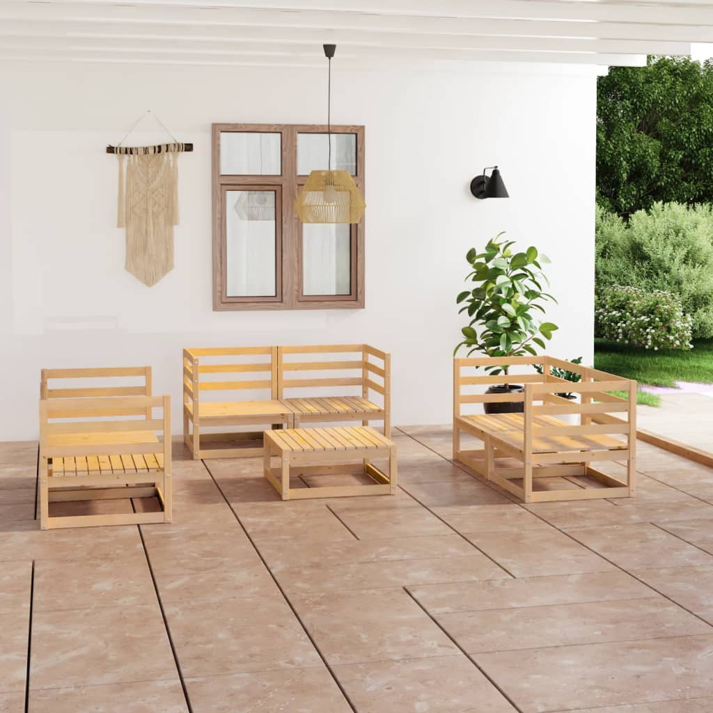 Salon de jardin 7 pcs Bois de pin massif