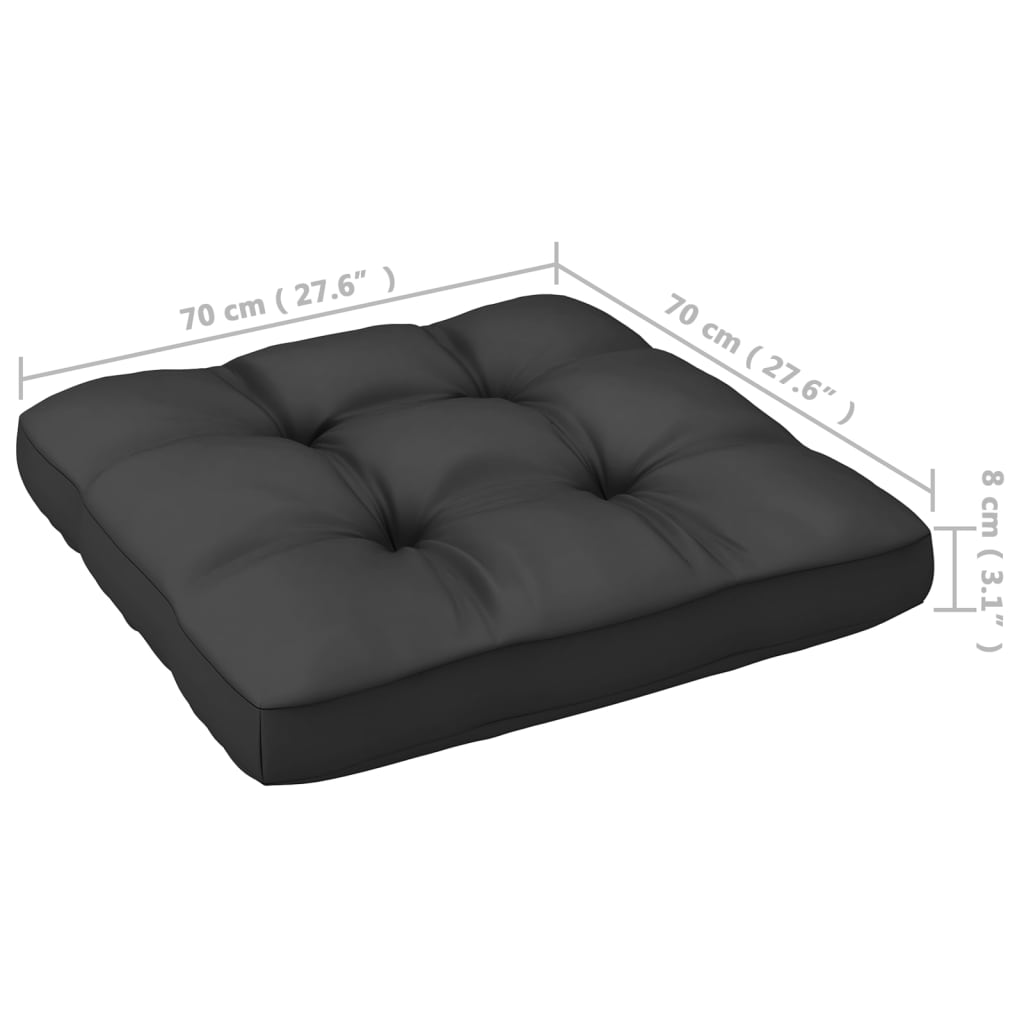 Salon de jardin 11 pcs avec coussins Noir Bois de pin massif