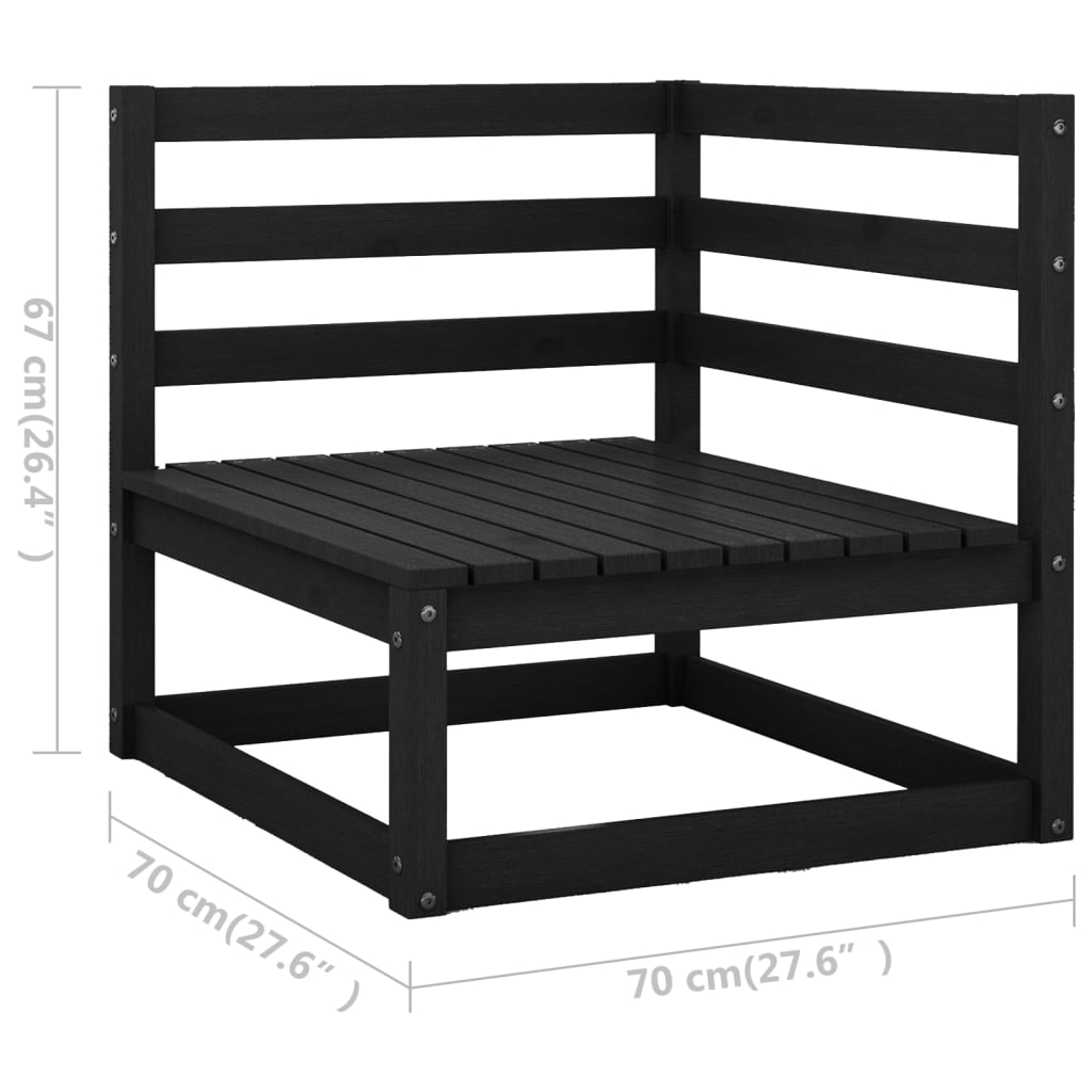 Salon de jardin 12 pcs avec coussins Noir Bois de pin massif