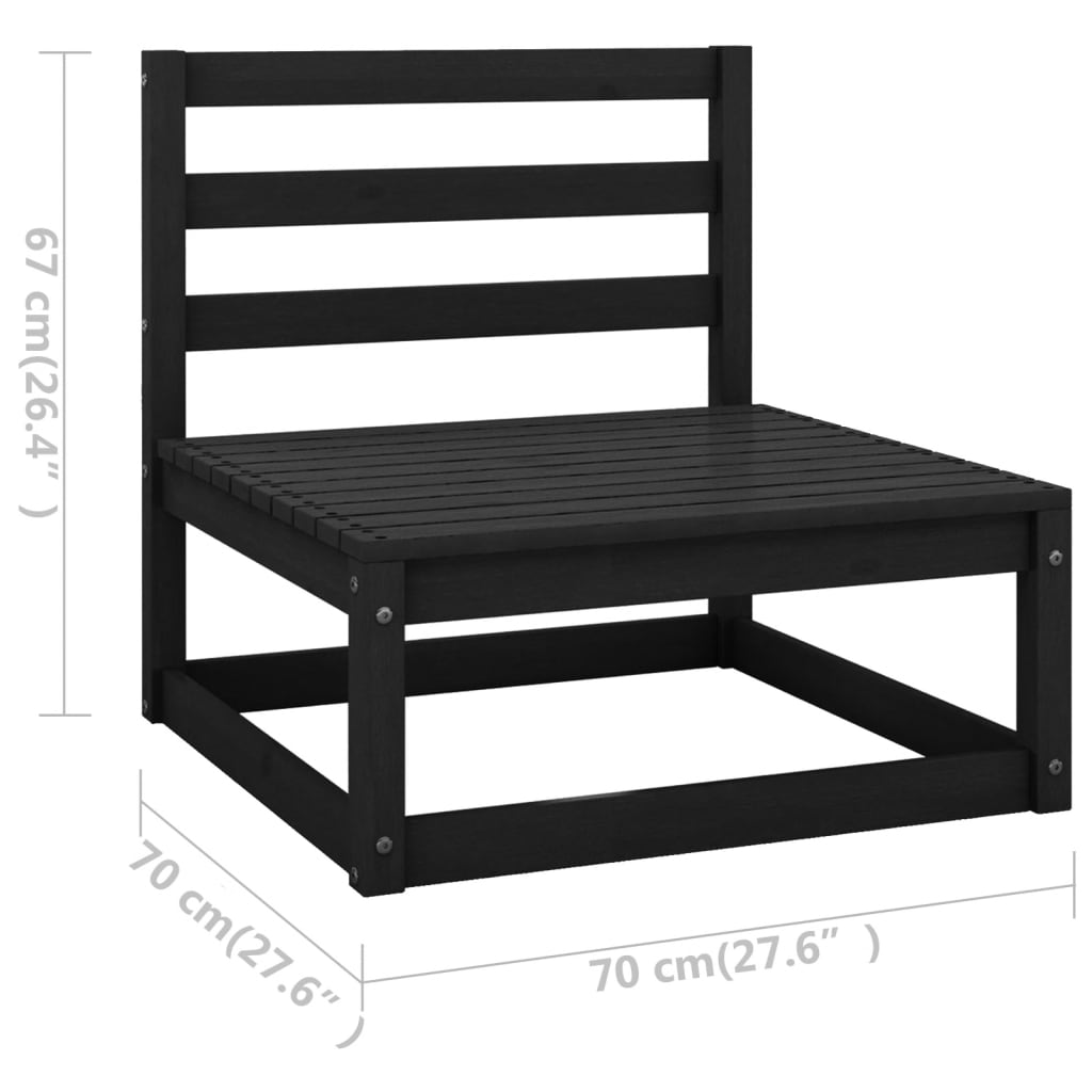 Salon de jardin 11 pcs avec coussins Noir Bois de pin massif
