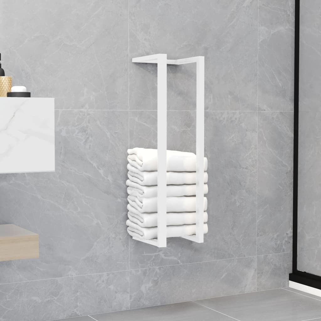 Porte-serviette Blanc 12,5x12,5x60 cm Acier