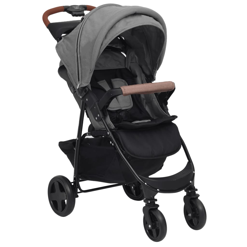 Poussette pour bébé 3-en-1 Gris clair Acier
