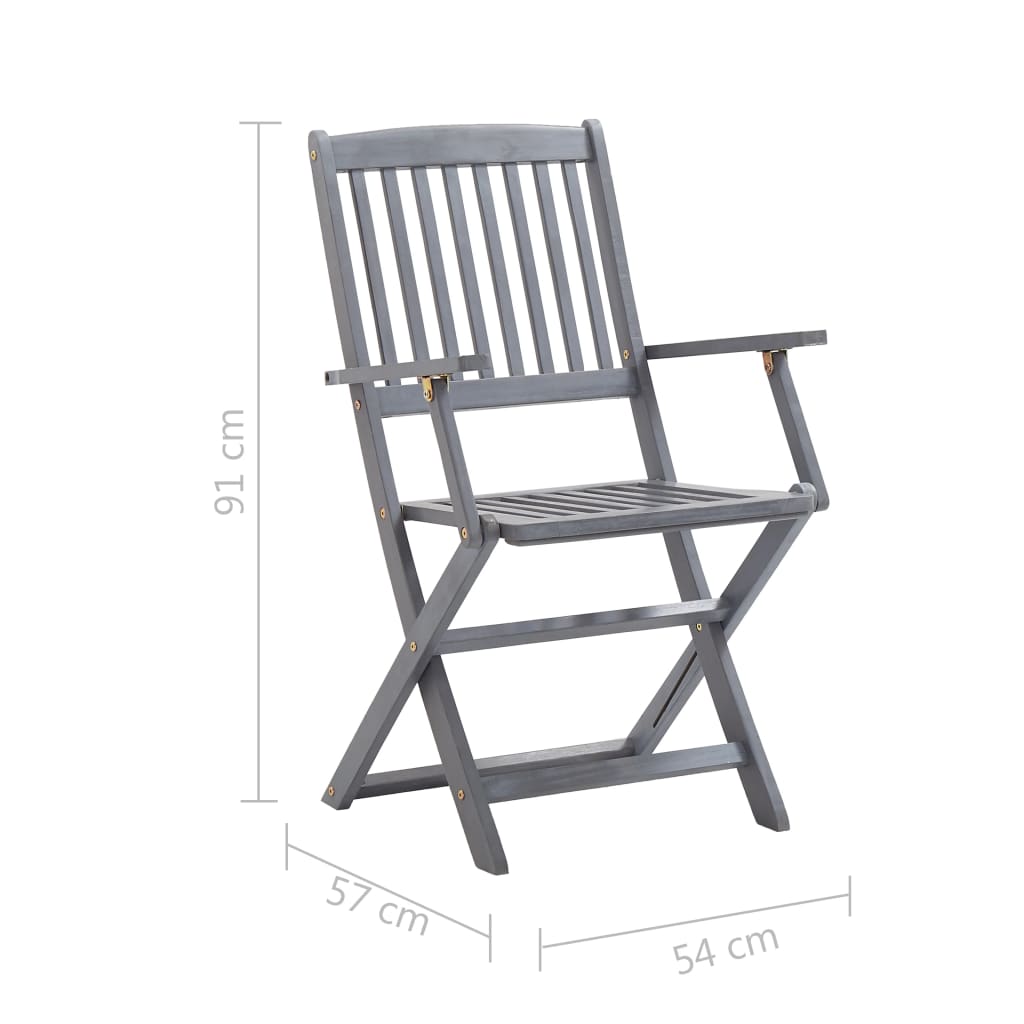 Chaises pliables d'extérieur 8 pcs avec coussins Bois d'acacia