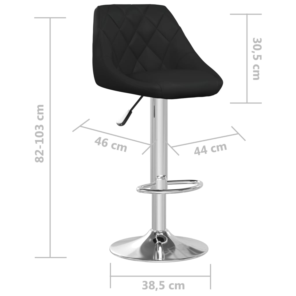 Tabourets de bar 2 pcs Noir Similicuir