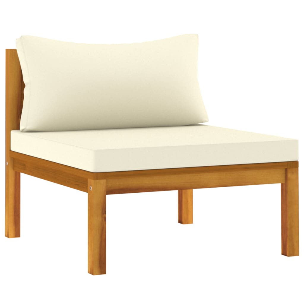 Ensemble de canapés 2 pcs et coussins blanc crème Acacia solide