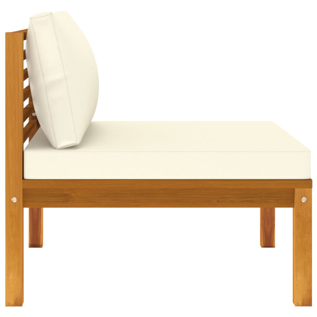 Ensemble de canapés 2 pcs et coussins blanc crème Acacia solide