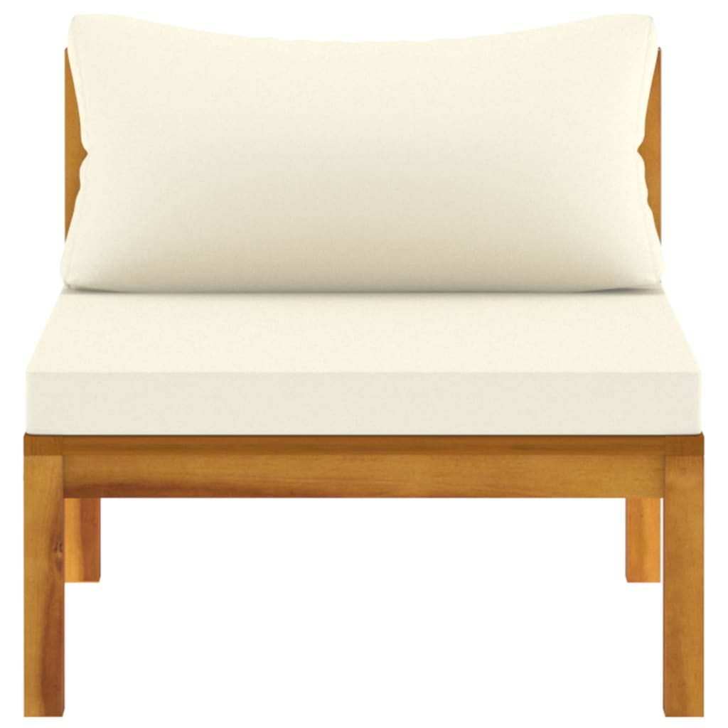 Ensemble de canapés 2 pcs et coussins blanc crème Acacia solide