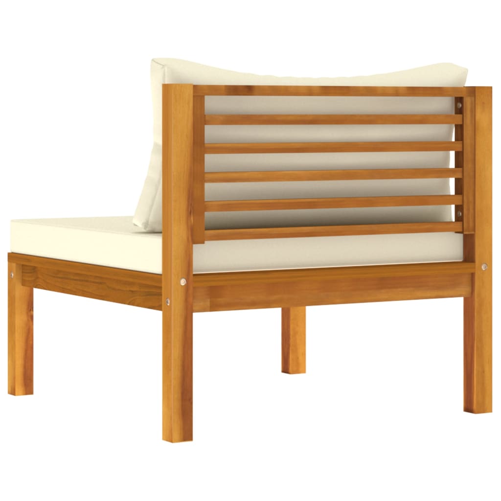 Ensemble de canapés 2 pcs et coussins blanc crème Acacia solide