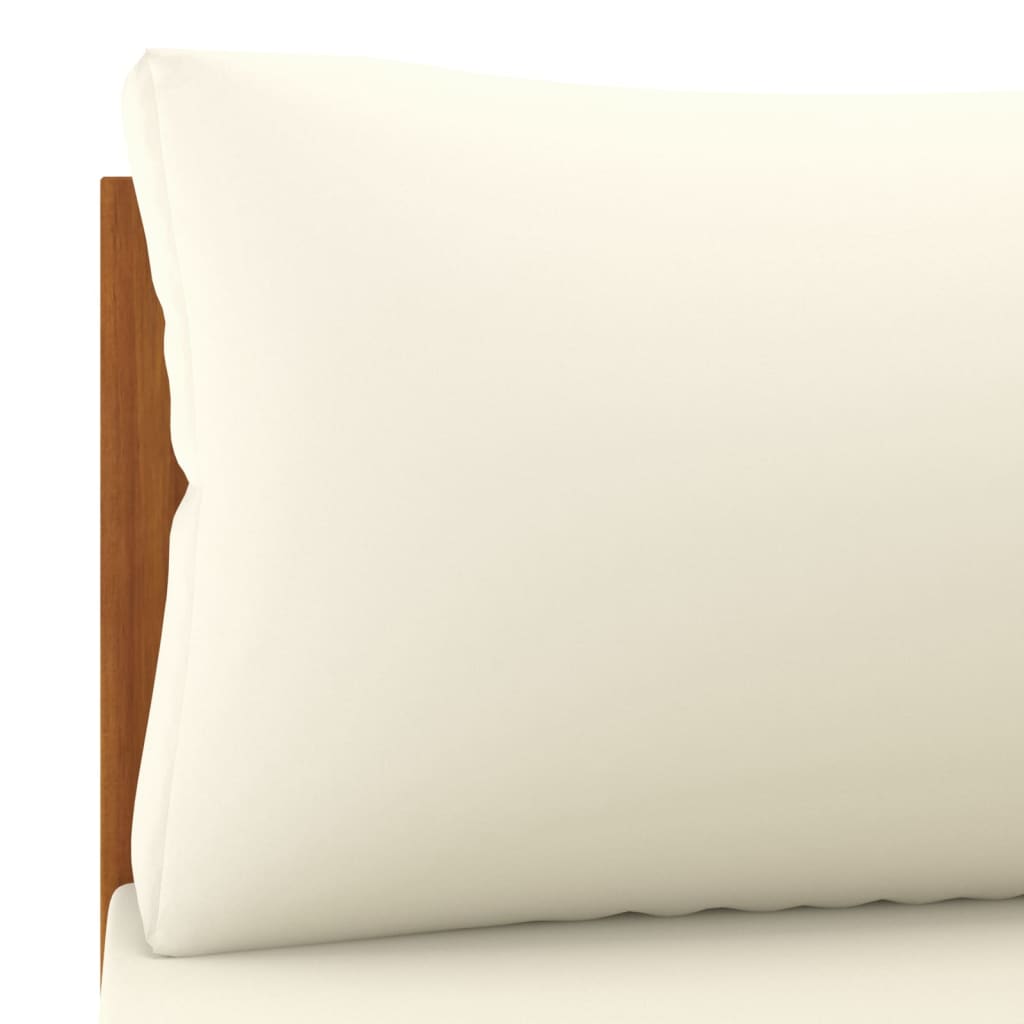 Ensemble de canapés 2 pcs et coussins blanc crème Acacia solide