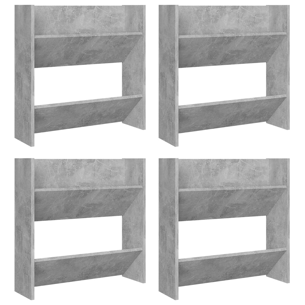 Armoires à chaussures murales 4 pcs Gris béton 60x18x60 cm