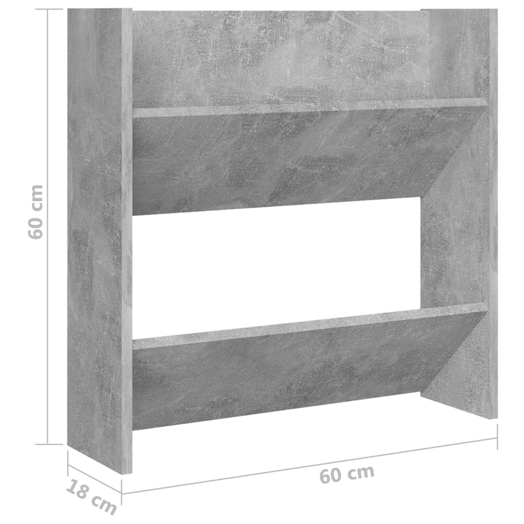 Armoires à chaussures murales 4 pcs Gris béton 60x18x60 cm