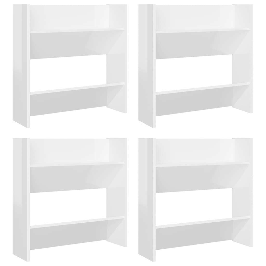 Armoires à chaussures murales 4 pcs Blanc brillant 60x18x60 cm