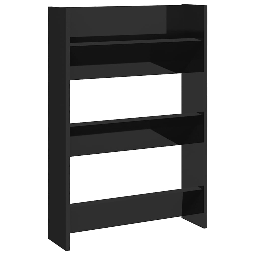 Armoire à chaussures murale Noir brillant 60x18x90 cm Aggloméré