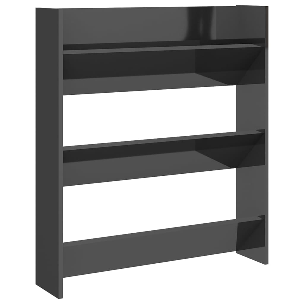 Armoire à chaussures murale Gris brillant 80x18x90 cm Aggloméré