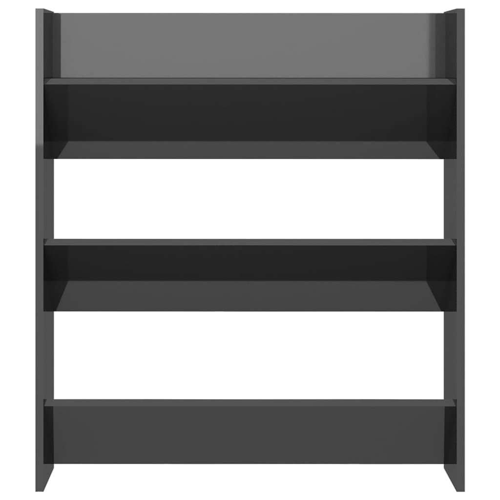 Armoire à chaussures murale Gris brillant 80x18x90 cm Aggloméré