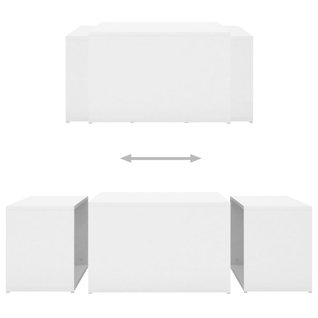 Tables basses gigognes 3 pcs Blanc 60x60x38 cm Aggloméré