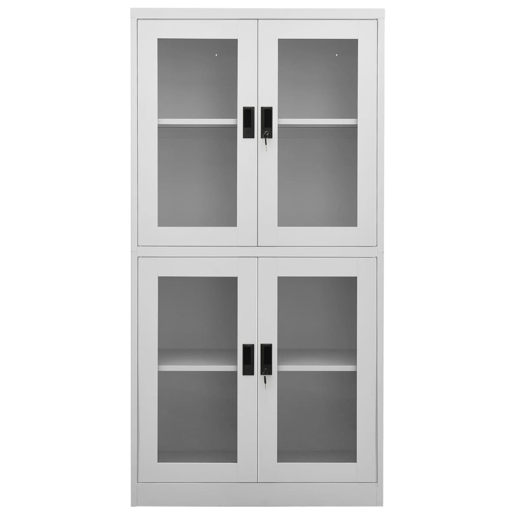 Armoire de bureau Gris clair 90x40x180 cm Acier et verre trempé