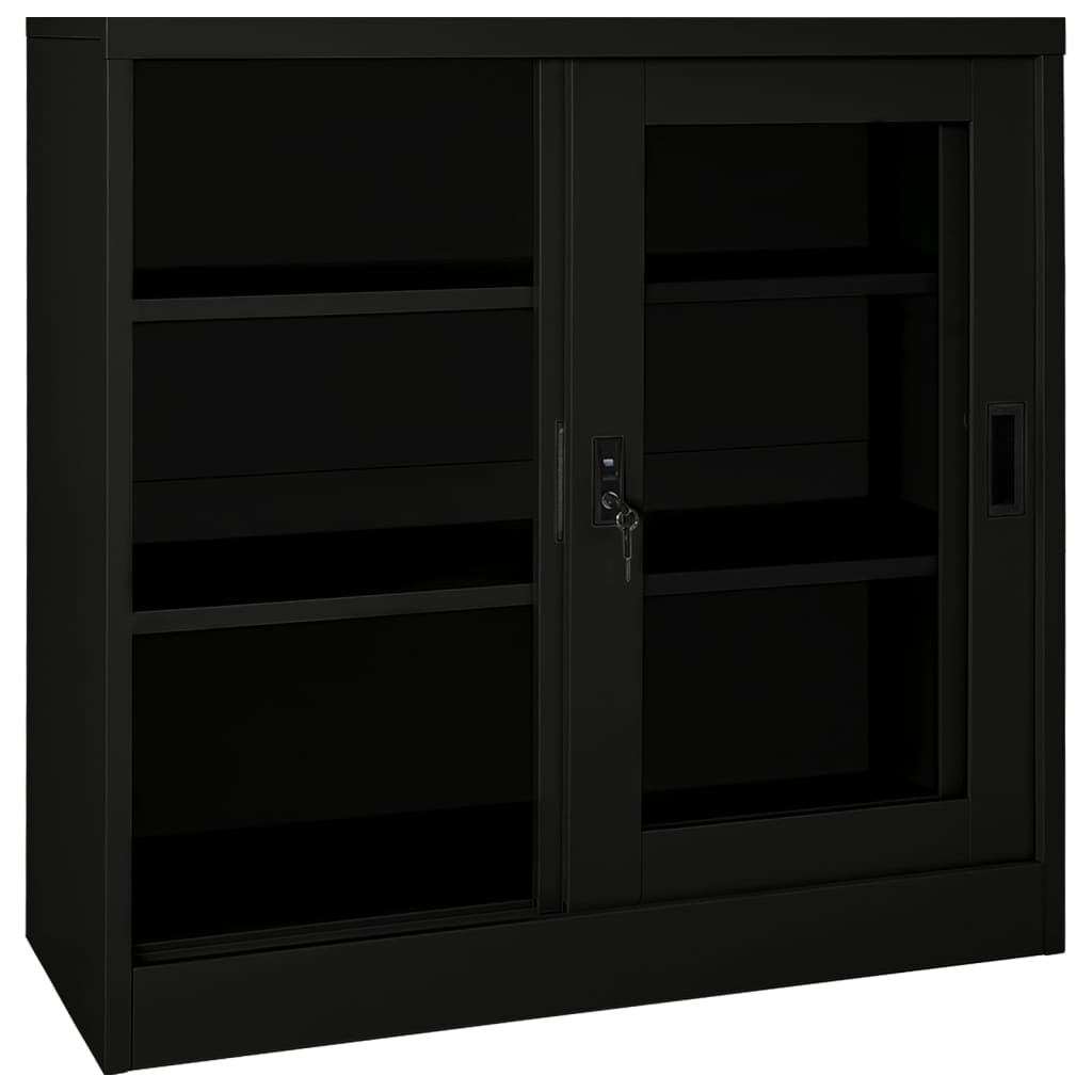 Armoire à portes coulissantes Noir 90x40x90 cm Acier
