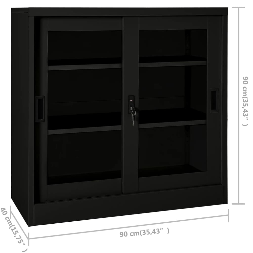 Armoire à portes coulissantes Noir 90x40x90 cm Acier