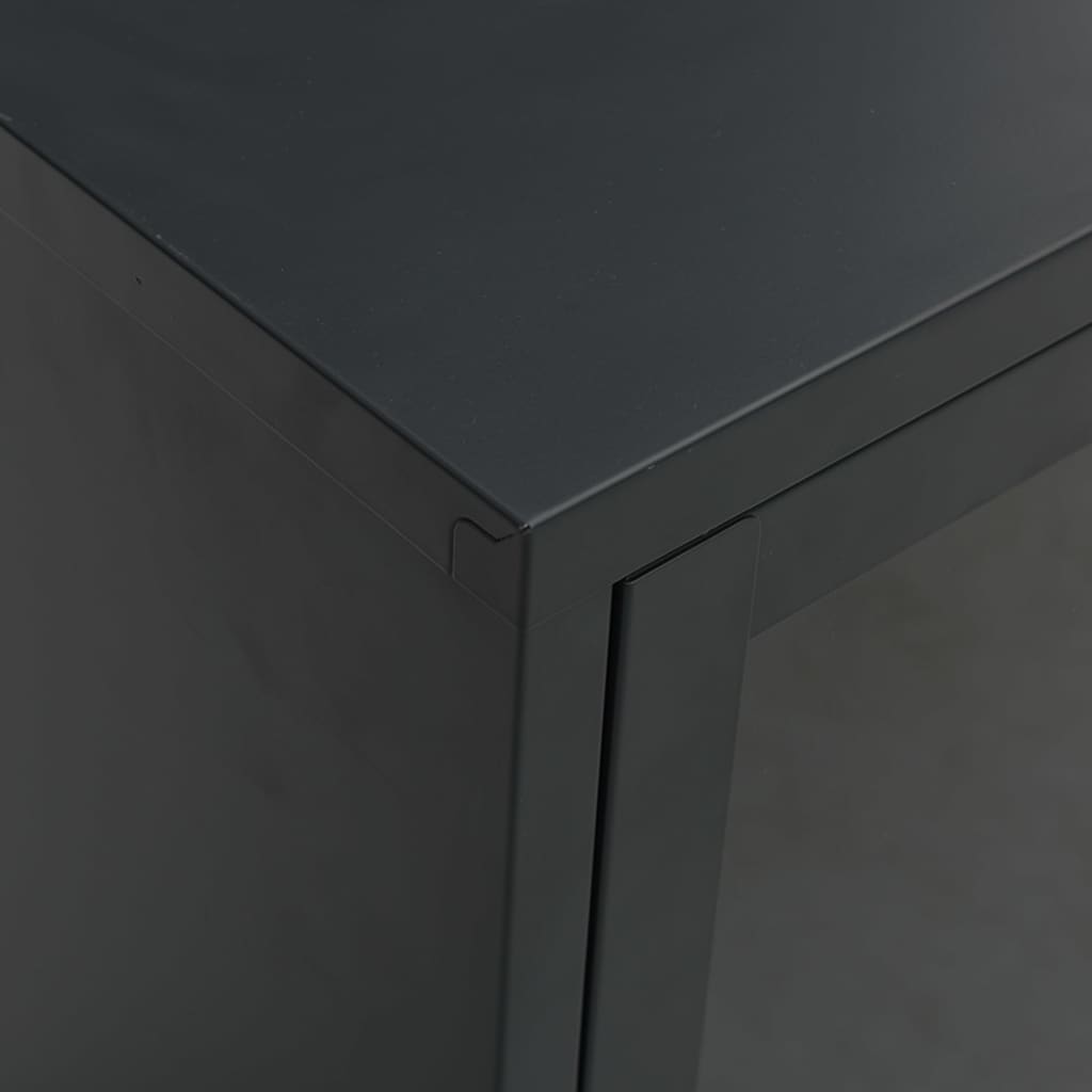 Meuble TV Noir 105x35x52 cm Acier et verre