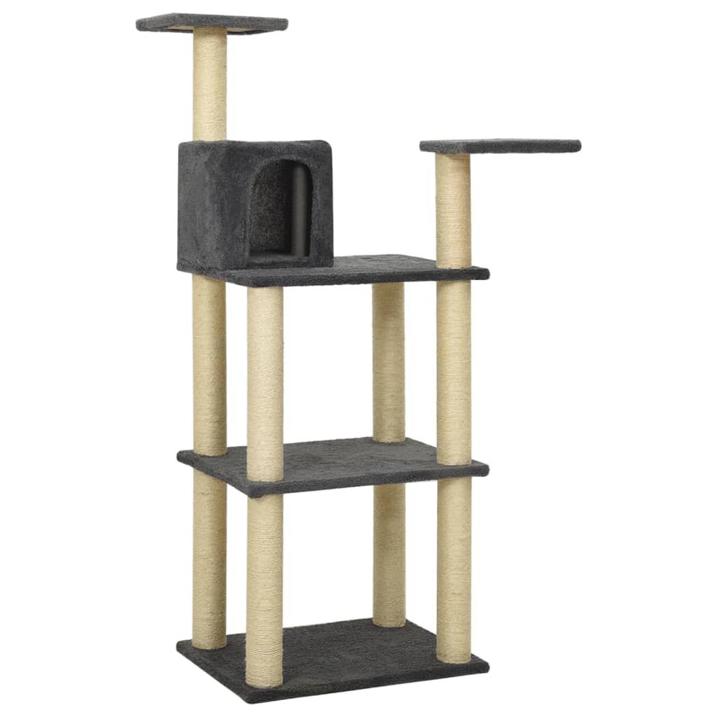 Arbre à chat avec griffoirs en sisal Gris foncé 119 cm
