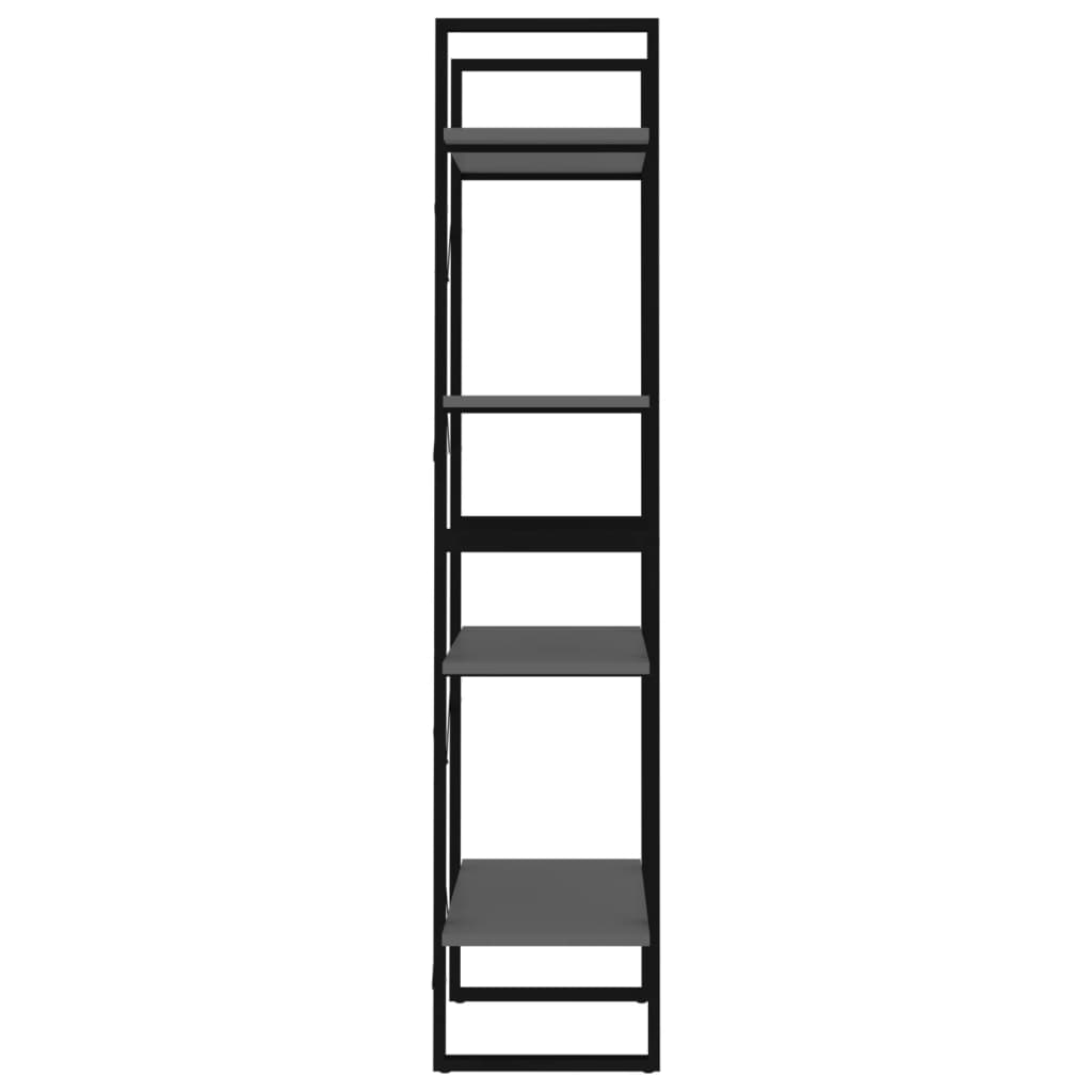 Bibliothèque à 4 niveaux Gris 60x30x140 cm Aggloméré