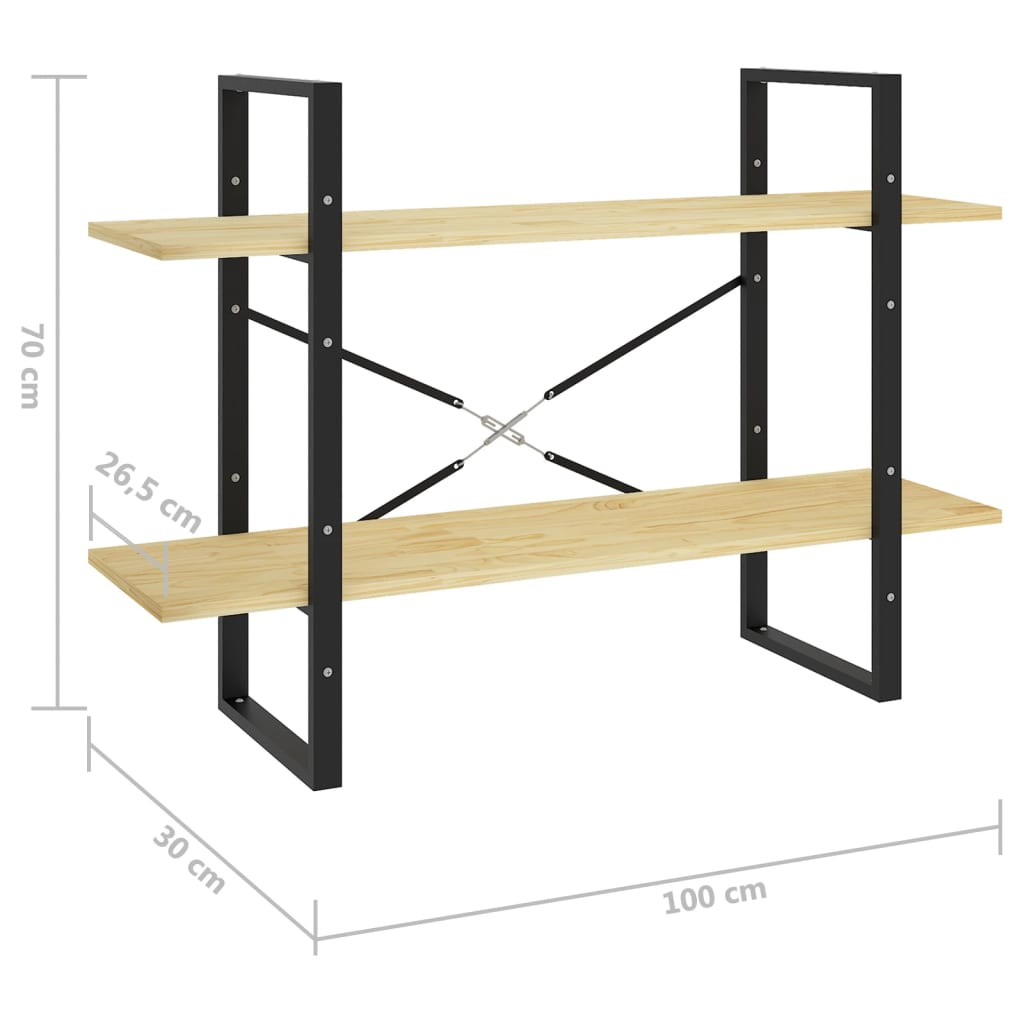 Bibliothèque à 2 niveaux 100x30x70 cm Bois de pin massif