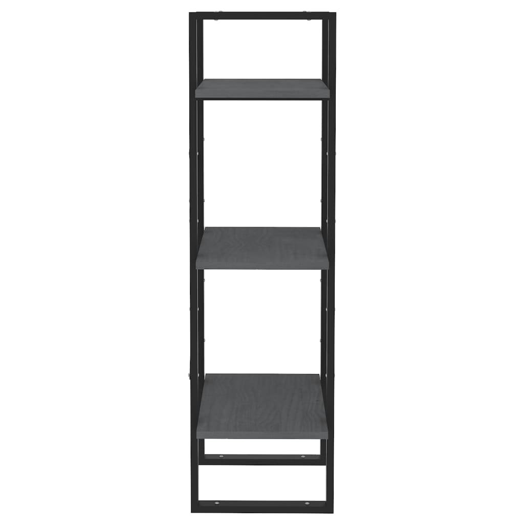 Bibliothèque à 3 niveaux Gris 40x30x105 cm Bois de pin massif