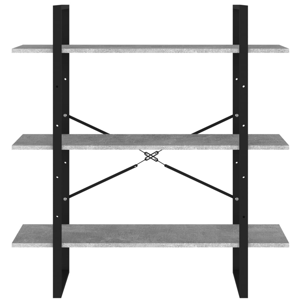 Bibliothèque Gris béton 100x30x105 cm Aggloméré