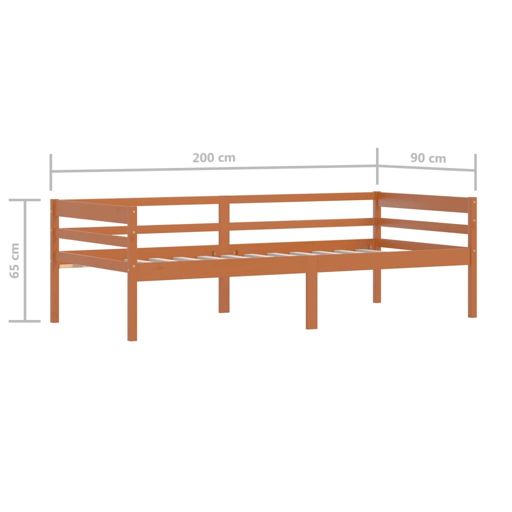 Cadre de lit Marron miel Bois de pin massif 90x200 cm