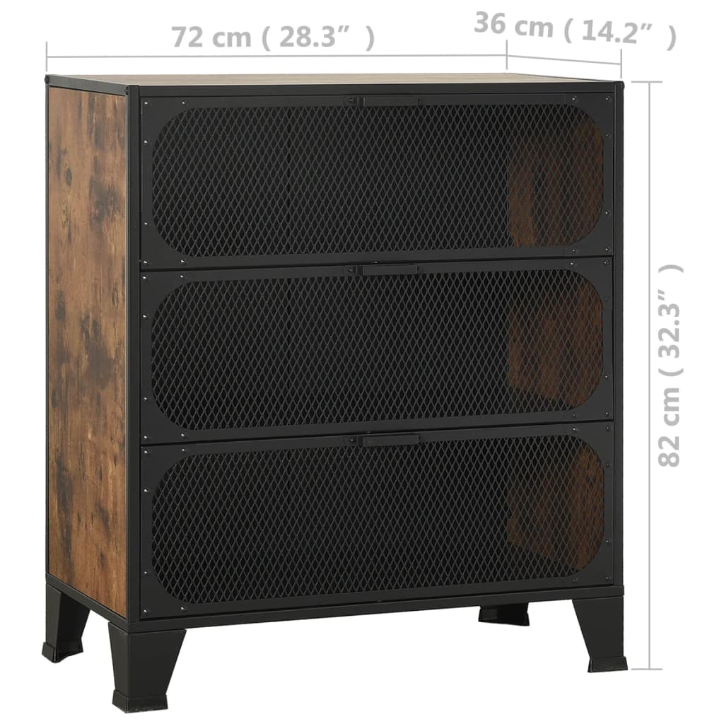 Armoire de rangement Marron rustique 72x36x82 cm Métal et MDF