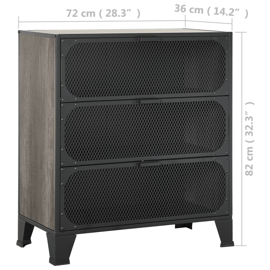 Armoire de rangement Gris 72x36x82 cm Métal et MDF
