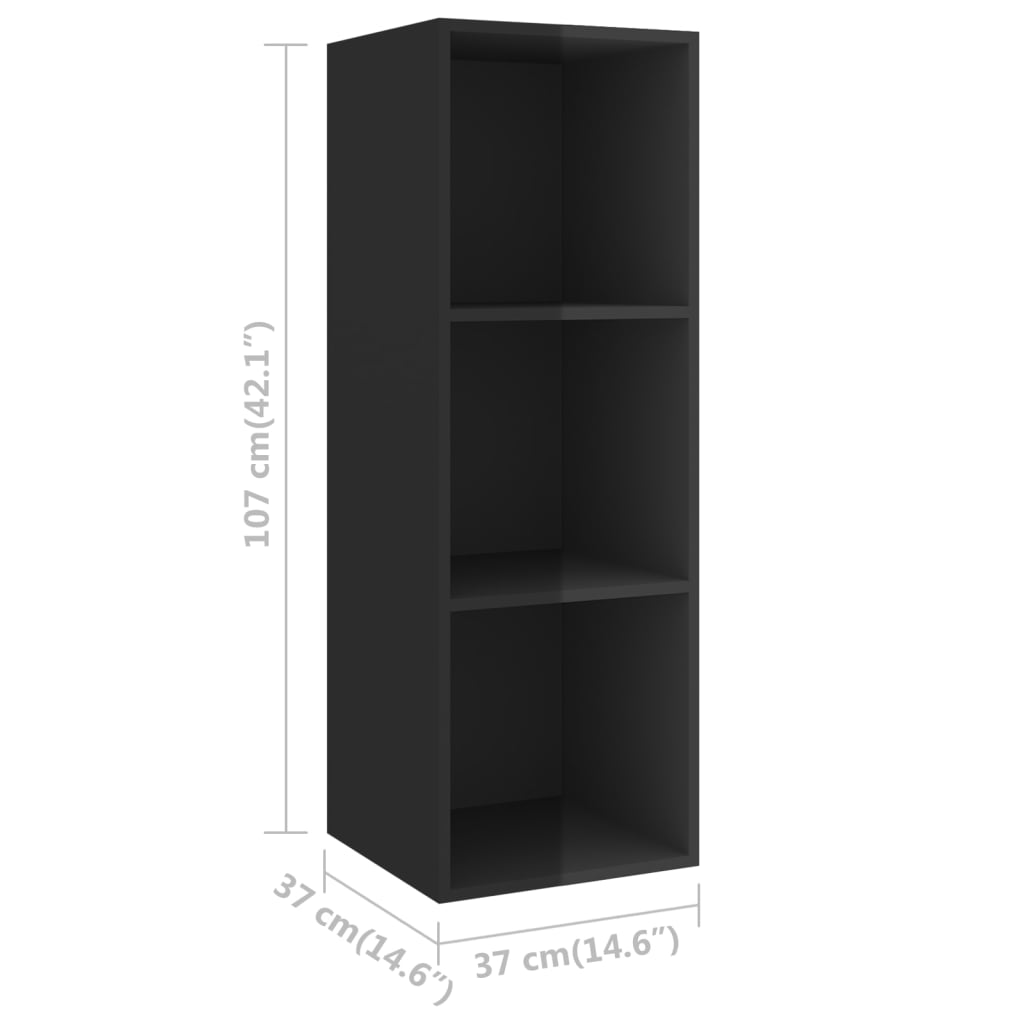 Ensemble de meuble TV 3 pcs Noir brillant Aggloméré