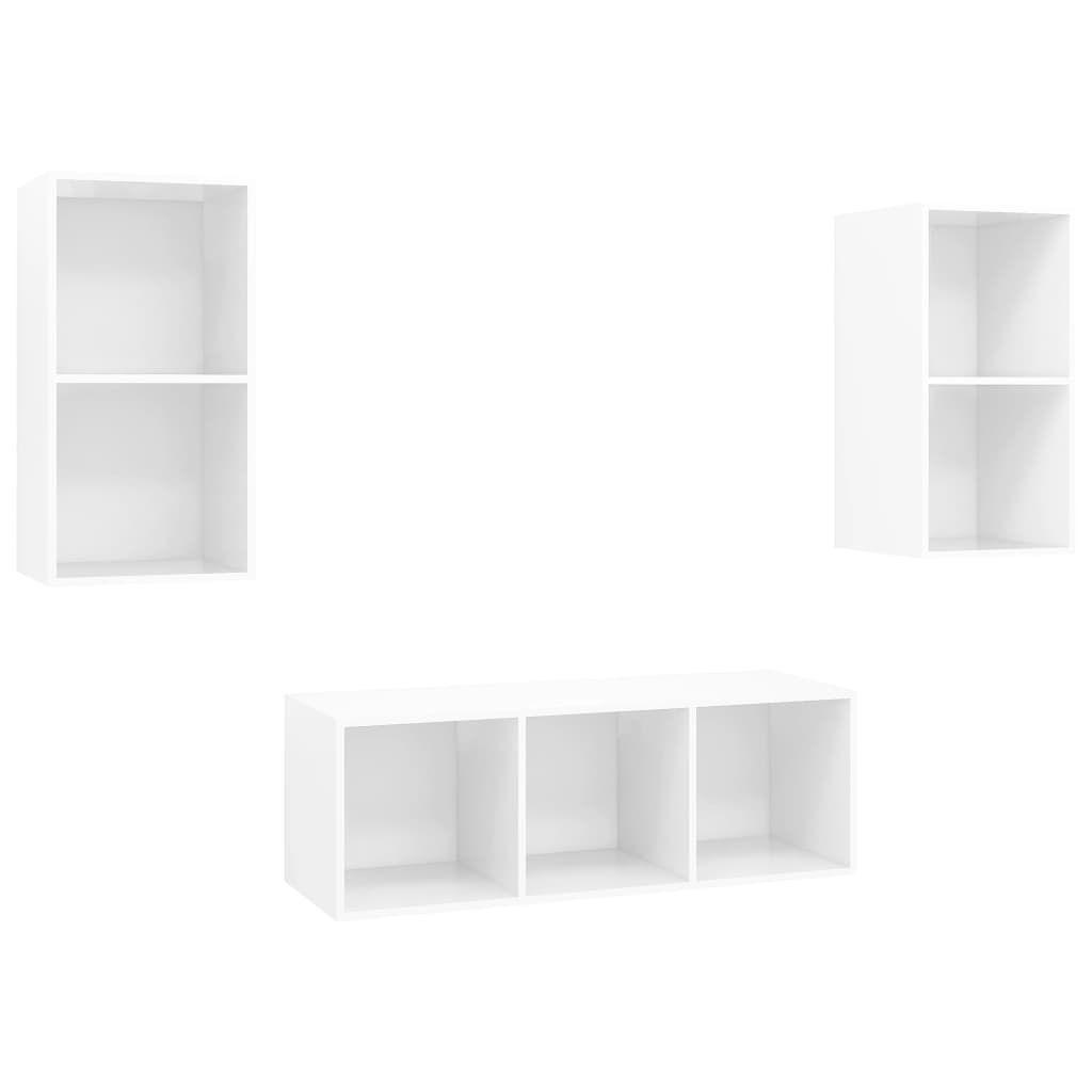 Ensemble de meuble TV 3 pcs Blanc brillant Aggloméré