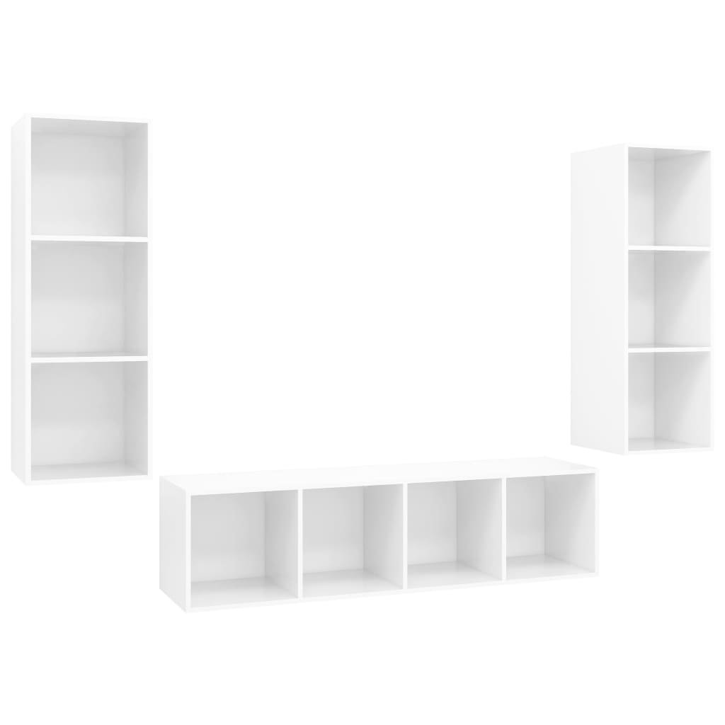 Ensemble de meuble TV 3 pcs Blanc brillant Aggloméré
