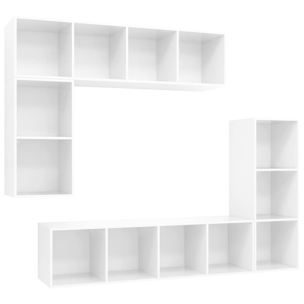 Ensemble de meuble TV 4 pcs Blanc brillant Aggloméré
