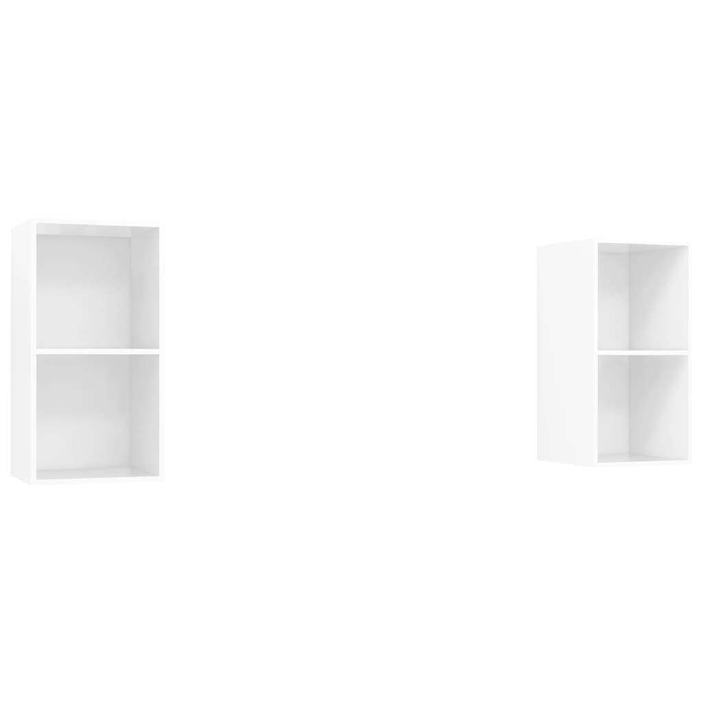 Meubles TV muraux 2 pcs Blanc brillant Aggloméré