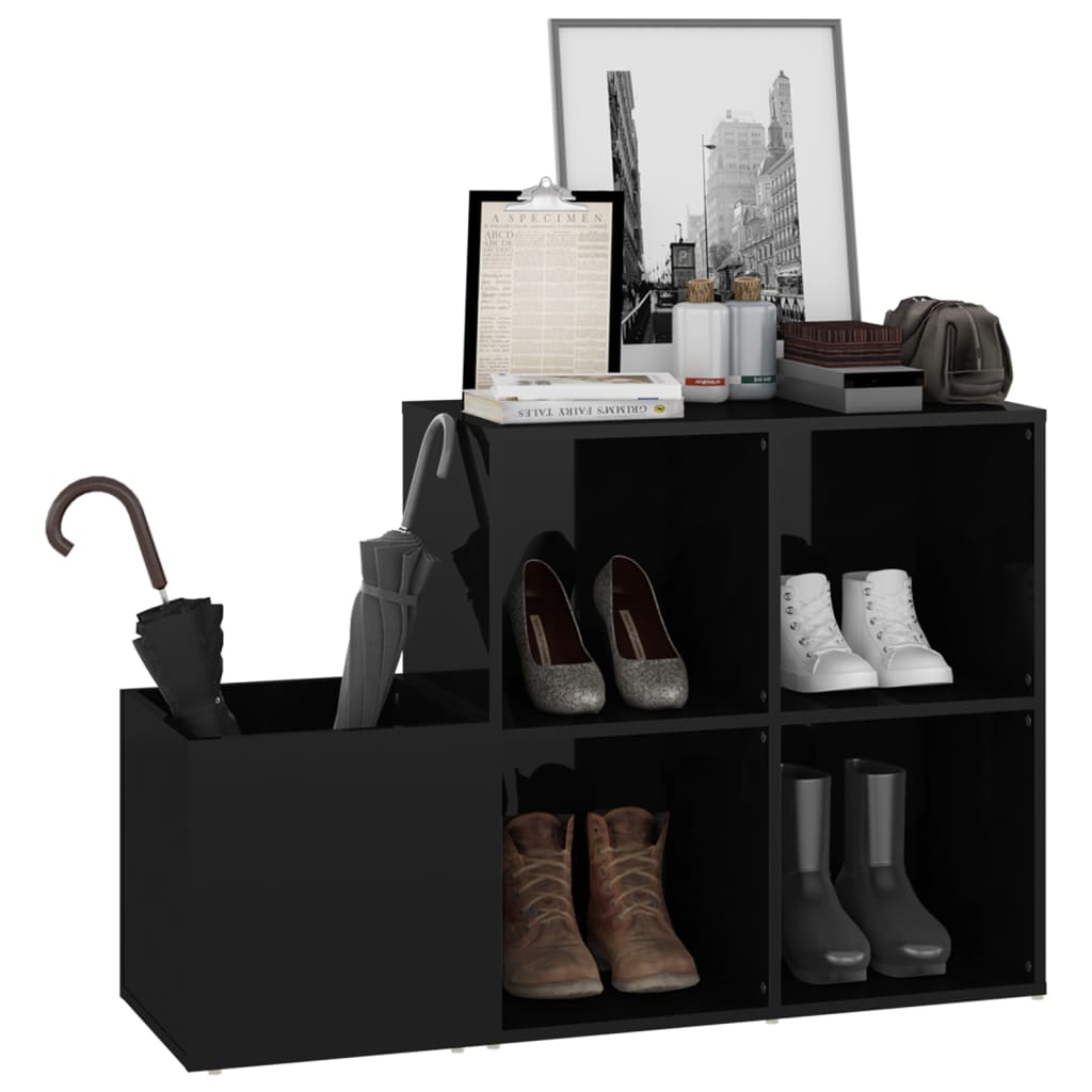 Armoire à chaussures Noir brillant 105x35,5x70 cm Aggloméré