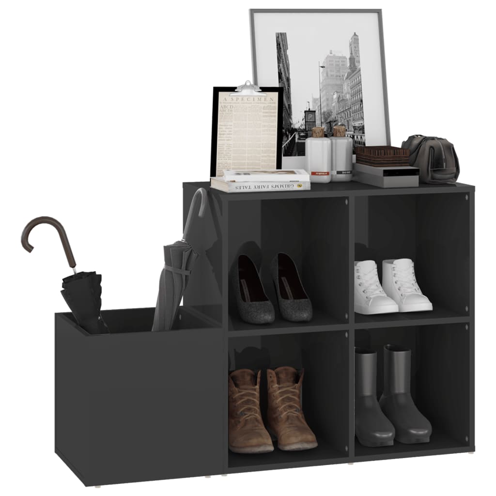 Armoire à chaussures Gris brillant 105x35,5x70 cm Aggloméré