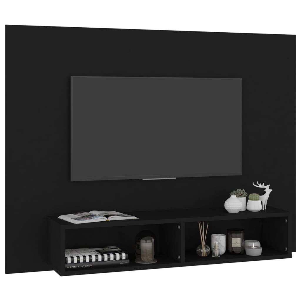 Meuble TV mural Noir 120x23,5x90 cm Aggloméré
