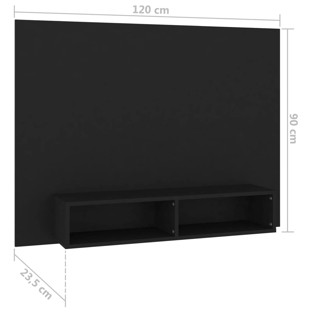 Meuble TV mural Noir 120x23,5x90 cm Aggloméré