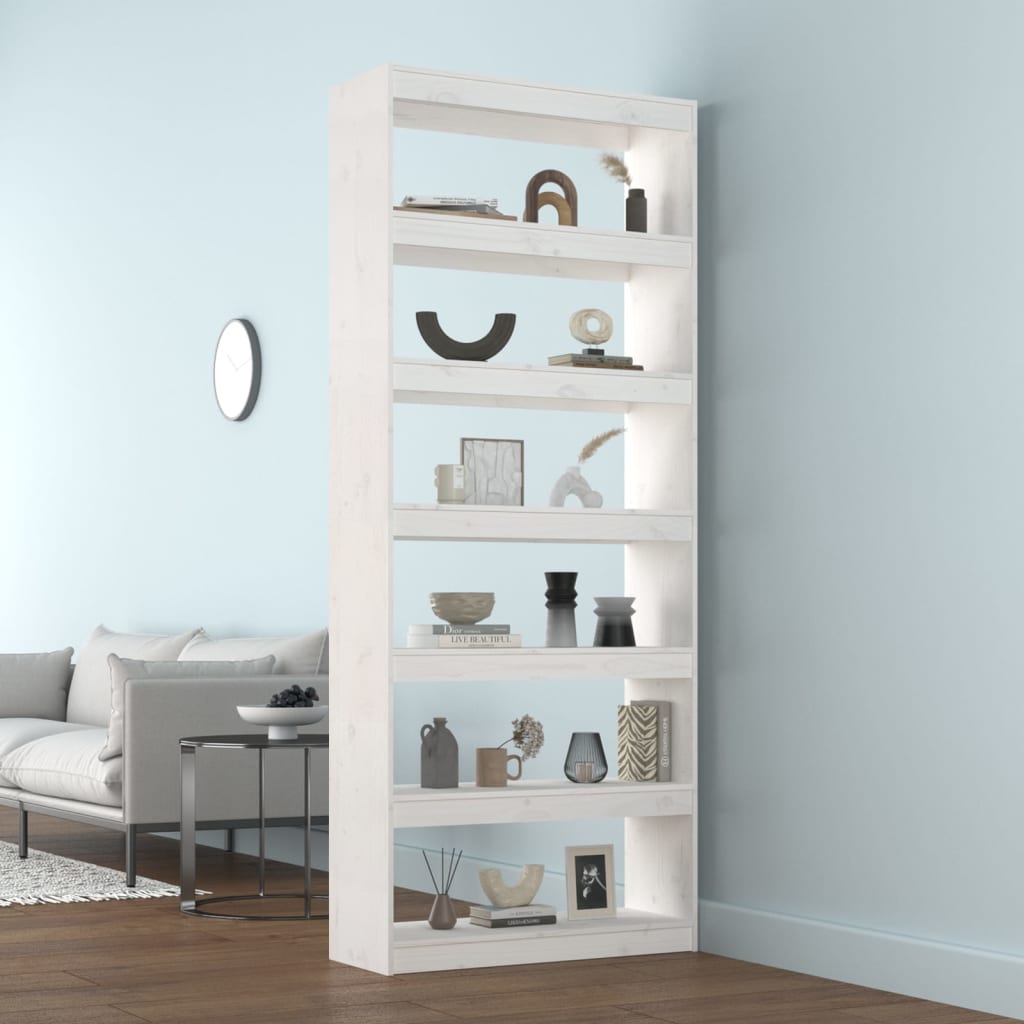 Bibliothèque/Séparateur de pièce Blanc 80x30x199,5cm Pin solide