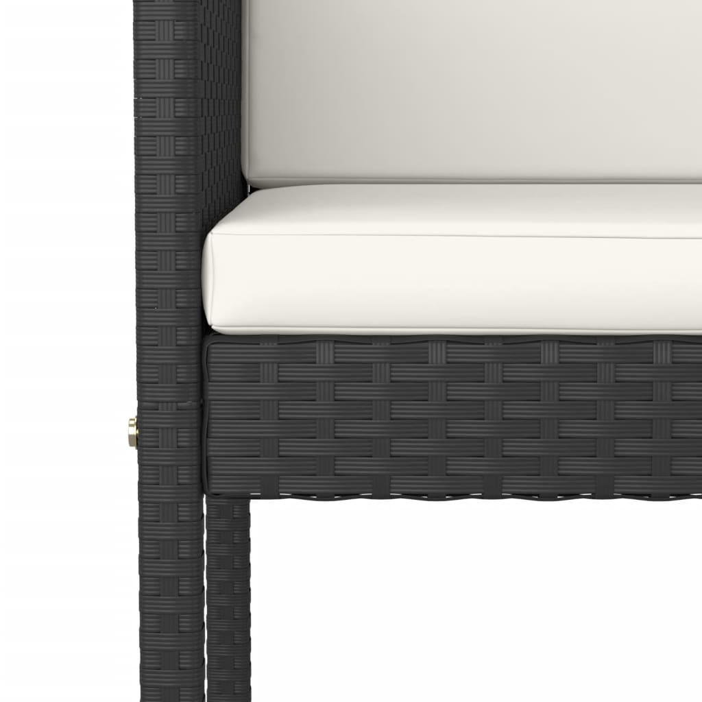 Tabourets de bar 4 pcs avec coussins Noir Résine tressée