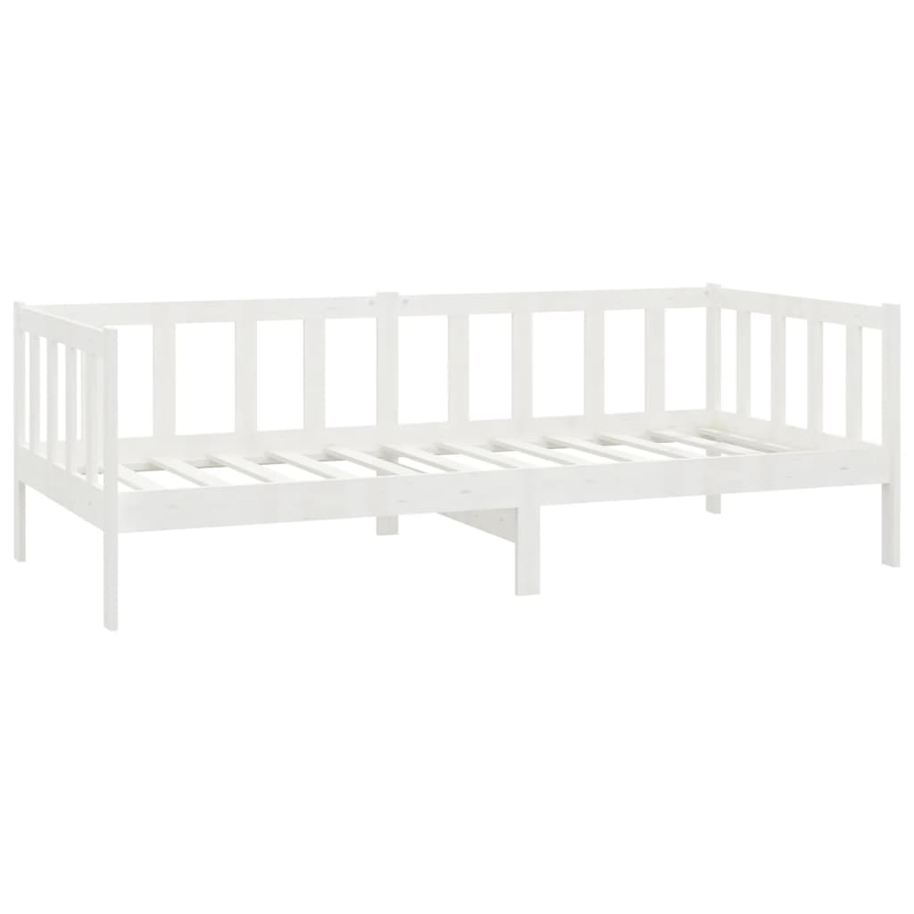 Lit Blanc Bois de pin massif 90x200 cm