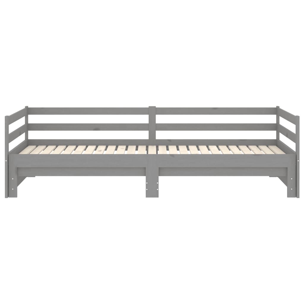 Lit coulissant Gris Bois de pin massif 2x(90x200) cm